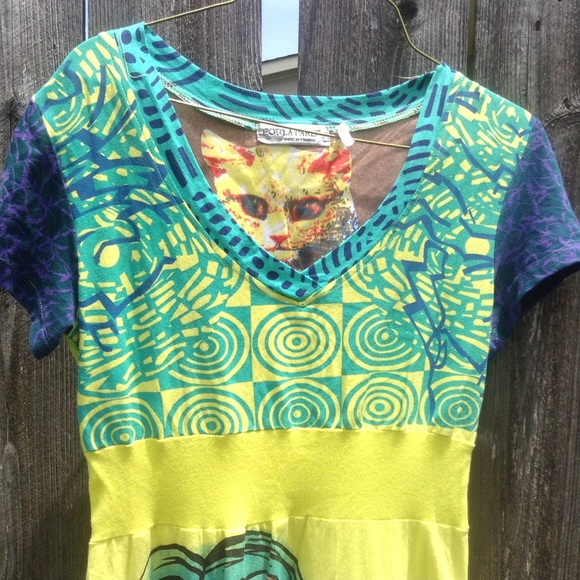 Forla Paris. Yellow face print in skirt - Picture 3 of 6